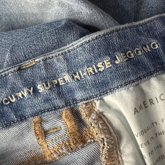 American Eagle SZ 4 Curvy Super Hi-Rise Jegging Jeans Distressed Stretch Dream - Picture 11 of 11
